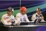 Kamui Kobayashi (Sauber), Jenson Button (McLaren) und Pastor Maldonado (Williams)