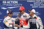 Kamui Kobayashi (Sauber), Jenson Button (McLaren) und Pastor Maldonado (Williams)