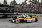 Das Andretti-Trio Ryan Hunter-Reay, Marco Andretti und James Hinchcliffe auf der Auslaufrunde