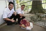 Mike Rockenfeller und Filipe Albuquerque im Magdeburger Zoo