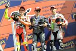 Valentino Rossi, Jorge Lorenzo und Alvaro Bautista 