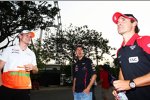 Deutsche unter sich: Nico Hülkenberg (Force India), Sebastian Vettel (Red Bull) und Timo Glock (Marussia) 