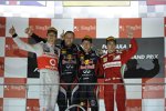 Jenson Button (McLaren) Sebastian Vettel (Red Bull) Fernando Alonso (Ferrari)