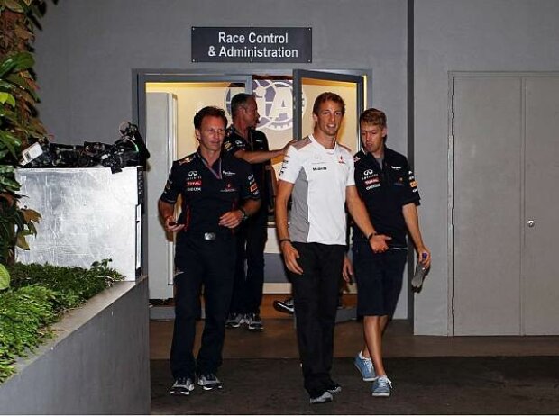 Titel-Bild zur News: Christian Horner, Jenson Button und Sebastian Vettel