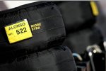 Reifen für Fernando Alonso (Ferrari), verpackt in Heizdecken