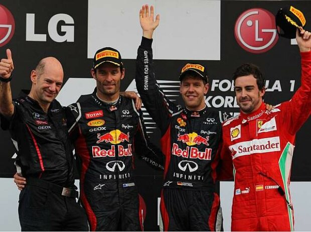 Adrian Newey, Mark Webber, Sebastian Vettel, Fernando Alonso