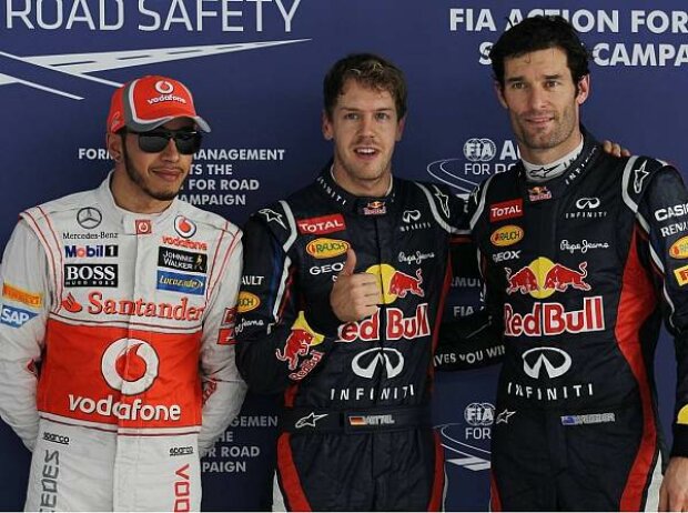 Titel-Bild zur News: Lewis Hamilton, Sebastian Vettel und Mark Webber