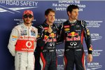 Sebastian Vettel (Red Bull), Mark Webber (Red Bull) und Lewis Hamilton (McLaren) 