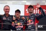 Jonathan Wheathley (Red Bull), Sebastian Vettel (Red Bull) und Mark Webber (Red Bull) 