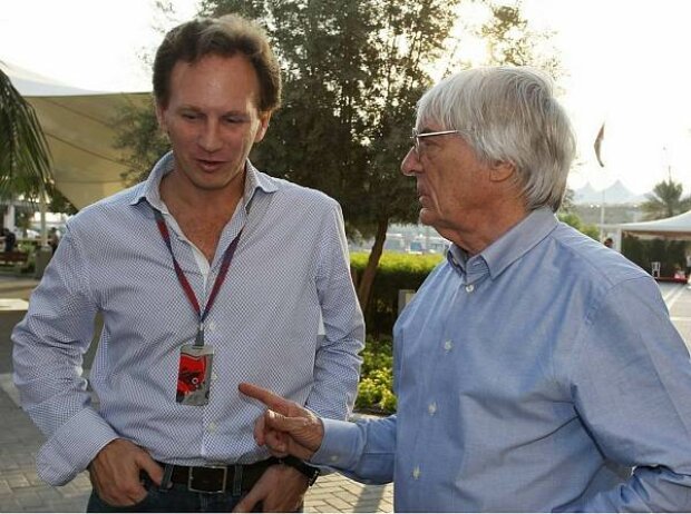 Titel-Bild zur News: Christian Horner (Red-Bull-Teamchef), Bernie Ecclestone (Formel-1-Chef)