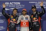 Nach dem Qualifying: Sebastian Vettel (Red Bull), Lewis Hamilton (McLaren) und Mark Webber (Red Bull)