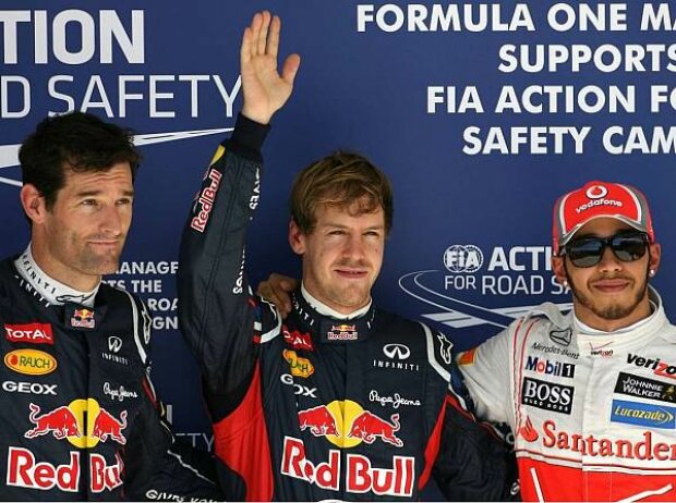 Mark Webber, Sebastian Vettel, Lewis Hamilton Mark Webber, Sebastian Vettel, Lewis Hamilton