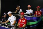 Donnerstags-Pressekonferenz mit Bruno Senna (Williams), Lewis Hamilton (McLaren), Felipe Massa (Ferrari), Sebastian Vettel (Red Bull), Michael Schumacher (Mercedes) und Fernando Alonso (Ferrari) 