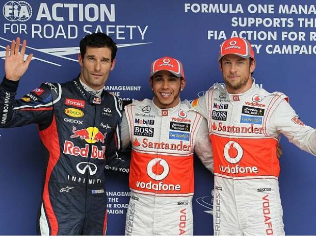Titel-Bild zur News: Mark Webber, Lewis Hamilton, Jenson Button