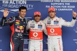 Die Schnellsten im Qualifying: Lewis Hamilton (McLaren), Jenson Button (McLaren) und Mark Webber (Red Bull) 
