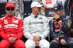 Fernando Alonso (Ferrari), Michael Schumacher (Mercedes) und Sebastian Vettel (Red Bull) 