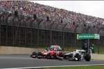 Kamui Kobayashi (Sauber), Charles Pic (Marussia) und Pedro de la Rosa (HRT) 