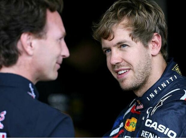 Titel-Bild zur News: Sebastian Vettel, Christian Horner (Red-Bull-Teamchef)