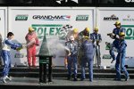 Charlie Kimball, Juan Pablo Montoya, Memo Rojas und Scott Pruett in der Victory Lane