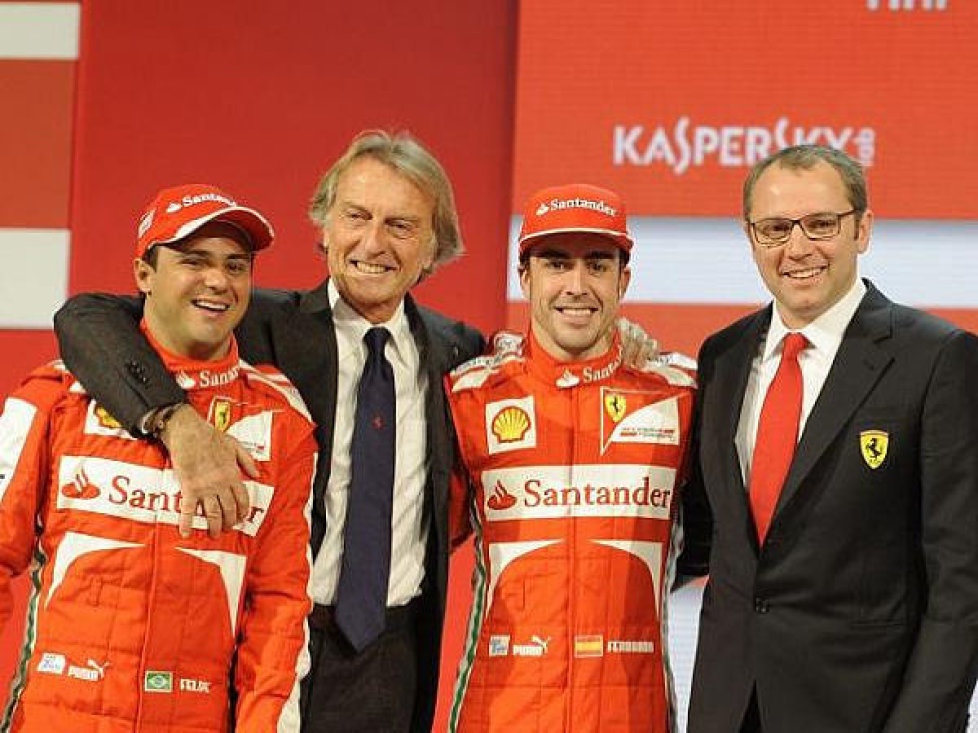 Felipe Massa, Luca di Montezemolo, Fernando Alonso, Stefano Domenicali