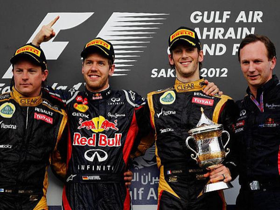 Kimi Räikkönen, Sebastian Vettel, Romain Grosjean, Christian Horner