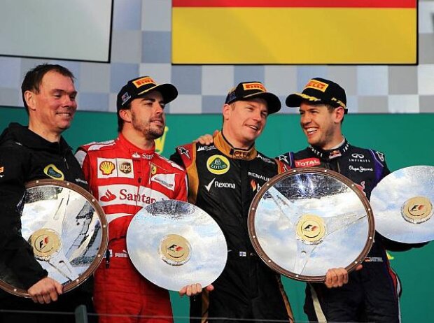 Titel-Bild zur News: Fernando Alonso, Sebastian Vettel, Kimi RÃ¤ikkÃ¶nen