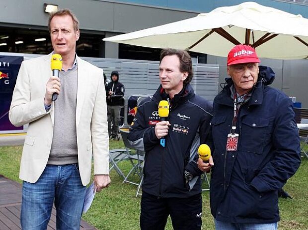 Titel-Bild zur News: Florian König, Christian Horner und Niki Lauda