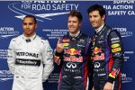 Lewis Hamilton (Mercedes), Sebastian Vettel (Red Bull) und Mark Webber (Red Bull) 