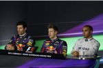 Mark Webber (Red Bull), Sebastian Vettel (Red Bull) und Lewis Hamilton (Mercedes) 