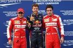 Die ersten Drei im Qualifying: Sebastian Vettel (Red Bull), Felipe Massa (Ferrari) und Fernando Alonso (Ferrari) 