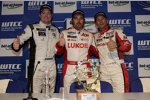 Michel Nykjaer (Nika-Chevrolet), Yvan Muller (RML-Chevrolet) und Gabriele Tarquini (Honda) 