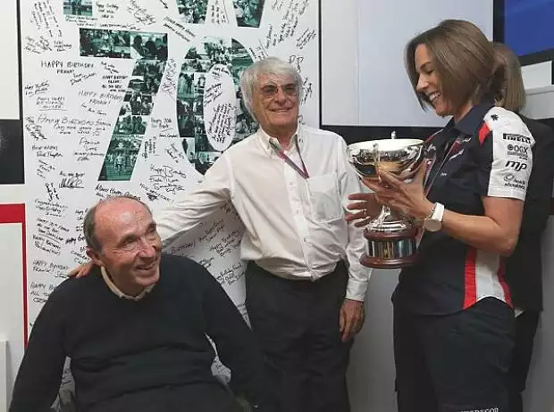 Frank Williams, Bernie Ecclestone, Clarie Williams Titel-Bild zur News: Frank Williams, Bernie Ecclestone, Clarie Williams