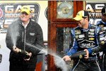 Jimmie Johnson und Rick Hendrick in der Victory Lane: Im Hintergrund die Grandfather-Clock