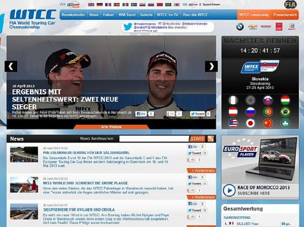 Titel-Bild zur News: WTCC-Webseite