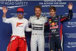 Die ersten Drei im Qualifying: Nico Rosberg (Mercedes), Sebastian Vettel (Red Bull) und Fernando Alonso (Ferrari) 