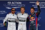 Nico Rosberg (Mercedes), Lewis Hamilton (Mercedes) und Sebastian Vettel (Red Bull) 