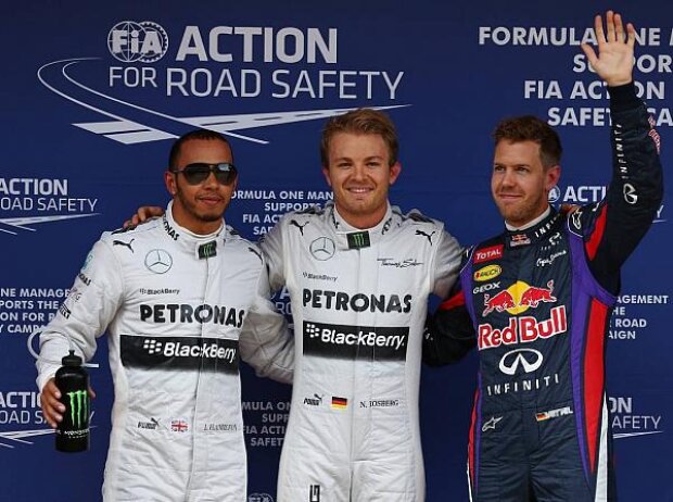 Nico Rosberg, Lewis Hamilton, Sebastian Vettel Nico Rosberg, Lewis Hamilton, Sebastian Vettel