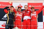 Fernando Alonso (Ferrari), Stefano Domenicali, Felipe Massa (Ferrari) und Kimi Räikkönen (Lotus) 