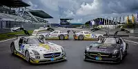 Die vier Mercedes SLS AMG GT3 von Rowe