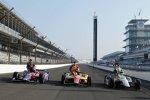 Startreihe eins: Ed Carpenter (Carpenter), Carlos Munoz und Marco Andretti (beide Andretti) 