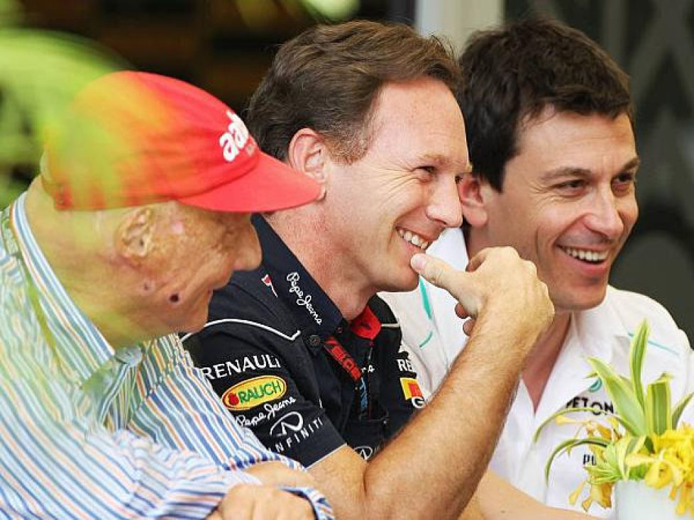 Niki Lauda, Christian Horner, Toto Wolff