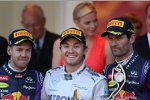 Sebastian Vettel (Red Bull), Nico Rosberg (Mercedes) und Mark Webber (Red Bull) 