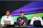 Lewis Hamilton (Mercedes), Sebastian Vettel (Red Bull) und Valtteri Bottas (Williams) 