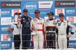 Yvan Muller (RML-Chevrolet), Tom Coronel (ROAL-BMW), Norbert Michelisz (Zengö-Honda) und Michel Nykjaer