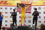 Das Milwaukee-Podium: Ryan Hunter-Reay, Helio Castroneves und Will Power