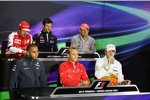 Fernando Alonso (Ferrari), Mark Webber (Red Bull), Jenson Button (McLaren), Lewis Hamilton (Mercedes), Max Chilton (Marussia) und Paul di Resta (Force India) 