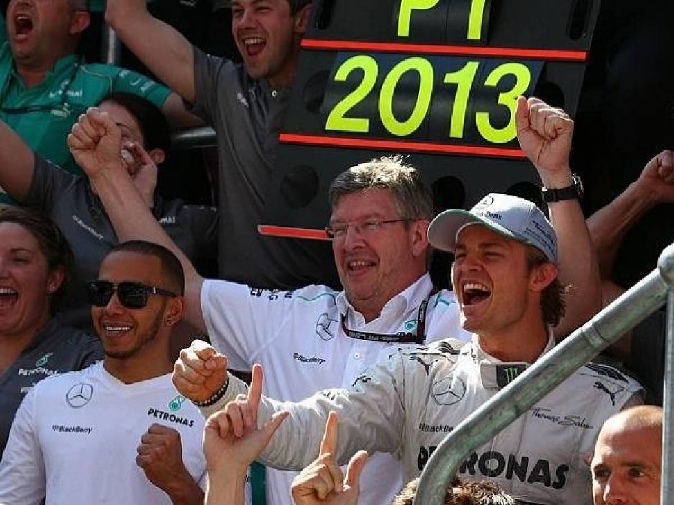 Lewis Hamilton, Ross Brawn, Nico Rosberg