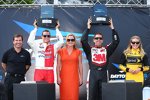 Daytona-Chef Joie Chitwood, Trevor Bayne (Wood), ISC-Chefin Lesa France-Kennedy, Greg Biffle (Roush) und Miss Sprint-Cup