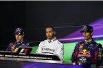 Sebastian Vettel (Red Bull), Lewis Hamilton (Mercedes) und Mark Webber (Red Bull) 