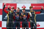 Sebastian Vettel (Red Bull) gewinnt in der Eifel vor  Kimi Räikkönen (Lotus) und Romain Grosjean (Lotus) 